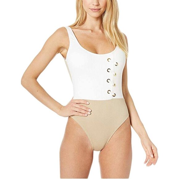 NWT Derek Lam knit lace-up one piece swimsuit, S - Picture 2 of 6